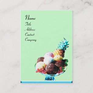 Carte De Visite CRÈME DE GLACE - MAGASIN DE DÉSERT, bleu rouge ver