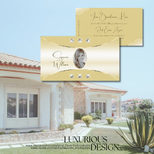 Carte De Visite Crème de luxe avec diamants or Décor et photo