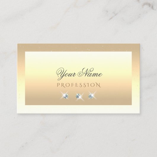 Carte De Visite Crème De Luxe Ombre Beige Sparkle Diamonds Moderne (Devant)