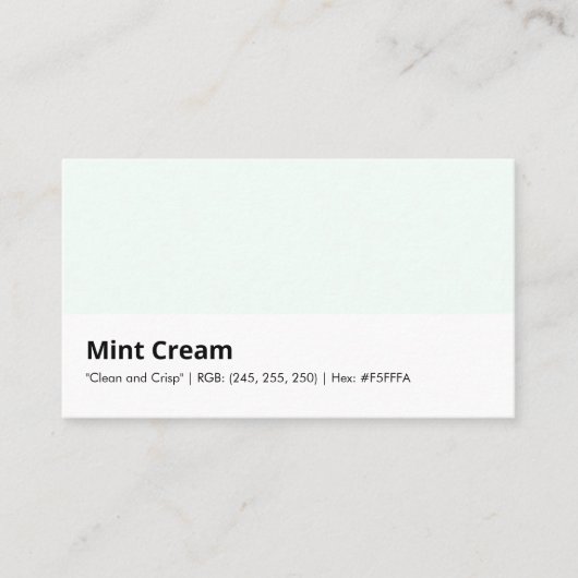 Carte De Visite Crème de menthe | "Propre et Croquant" (Devant)