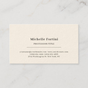 Carte De Visite Crème de signature Élégant Simple Minimaliste