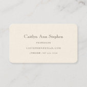Carte de visite crème élégante (Devant)
