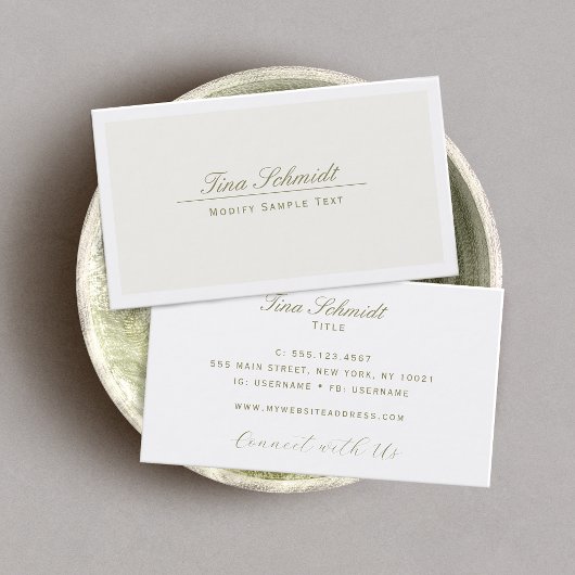 Carte De Visite Crème élégante, blanc ivoire