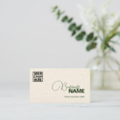 Carte De Visite Crème élégante Moderne Décent Simple avec logo (Debout devant)