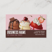 Carte De Visite Crème glacée de code QR rose et Brown (Devant)