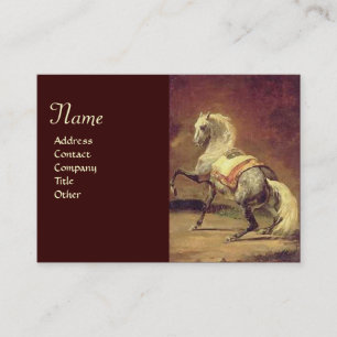 Carte De Visite Crème GRISE TACHETÉE de monogramme de CHEVAL