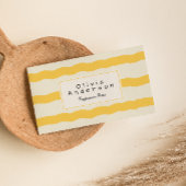 Carte De Visite Crème Jaune Rétro Stripes Wavy Boho tendance