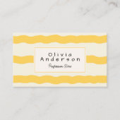Carte De Visite Crème Jaune Rétro Stripes Wavy Boho tendance (Devant)