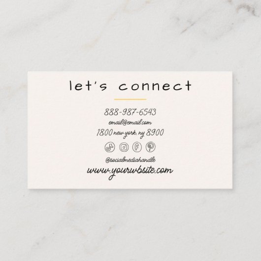 Carte De Visite Crème jaune rétro Wavy À damiers Boho Pastel (Dos)