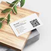 Carte De Visite Crème moderne élégante + Typographie jaune Code QR