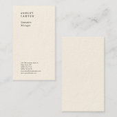 Carte De Visite Crème moderne épurée épurée professionnelle (Devant / Derrière)