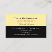 Carte De Visite Crème moderne et noir avec Monogram Professional (Dos)