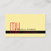Carte De Visite Crème moderne et noir avec Monogram Professional (Devant)
