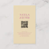 Carte De Visite Crème moderne et rose À damiers Motif QR Code (Dos)