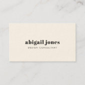 Carte De Visite Crème naturelle rétro Vintage minimale (Devant)