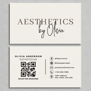 Carte De Visite Crème Neutre Soins de la peau Esthétique QR Code