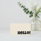 Carte De Visite Crème neutre Super rétro QR Code Bold Hello Boho (Debout devant)