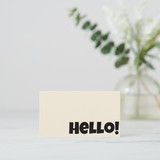 Carte De Visite Crème neutre Super rétro QR Code Bold Hello Boho (Debout devant)