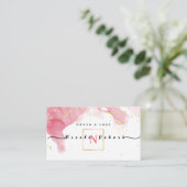 Carte De Visite crème pâtisserie Chef marbre rose (Debout devant)