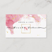 Carte De Visite crème pâtisserie Chef marbre rose (Devant)