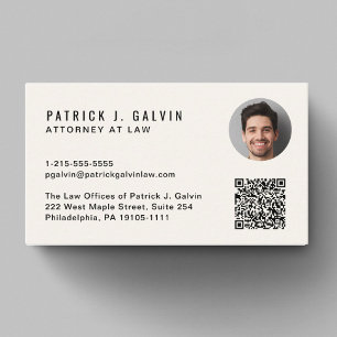 Carte De Visite Crème photo de code QR professionnel minimal