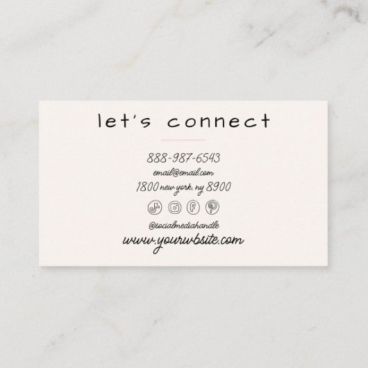 Carte De Visite Crème rose rétro Wavy À damiers Boho Pastel (Dos)