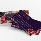 Carte De Visite Crème rouge chic et florale violette peinte