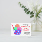 Carte De Visite Crème rouge rose bleu Gelato (Debout devant)