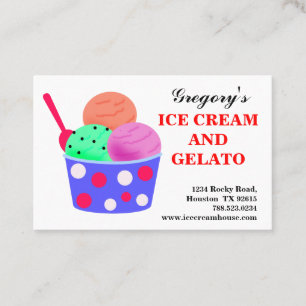 Carte De Visite Crème rouge rose bleu Gelato