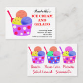 Carte De Visite Crème rouge rose bleu jaune Gelato (Devant / Derrière)