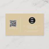 Carte De Visite Crème signature blanc Script QR Code Social Media (Dos)