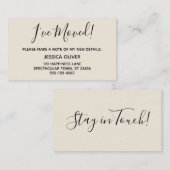 Carte De Visite Crème simple, jolie "I've Moved" (Devant / Derrière)