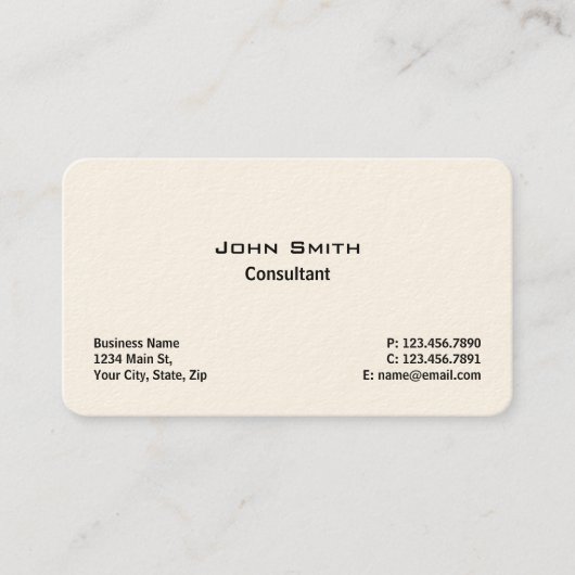 Carte De Visite Crème simple simple moderne élégante (Devant)