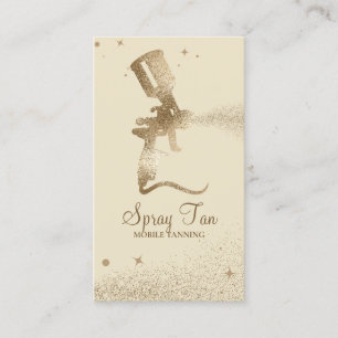 Carte De Visite Crème Solaire Jaune Beige Pailletée Or
