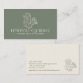 Carte De Visite Crème verte animal de l'écureuil de Lowpoly (Devant / Derrière)