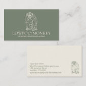 Carte De Visite Crème verte Animal Moins Lowpoly Singe (Devant / Derrière)