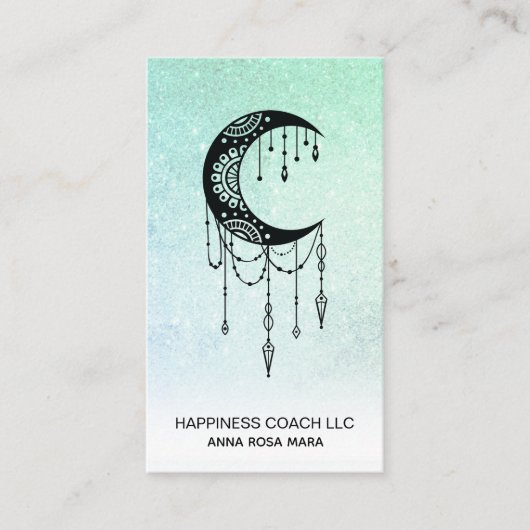 Carte De Visite *~* Crescent Moon Luna Talisman Shaman Parties sci (Devant)