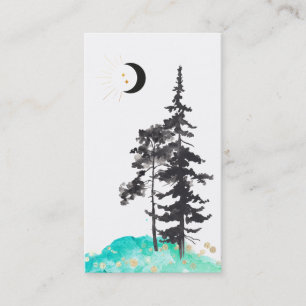 Carte De Visite *~* Crescent Moon Trees Gold Stars Parties scintil