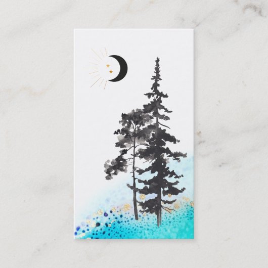 Carte De Visite *~* Crescent Moon Trees Gold Stars Poutres Lunes (Devant)