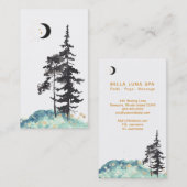 Carte De Visite *~* Crescent Moon Trees Pine Gold Stars Parties sc (Devant / Derrière)