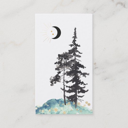 Carte De Visite *~* Crescent Moon Trees Pine Gold Stars Parties sc (Devant)