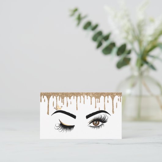 Carte De Visite Creuse d'or peintre de maquillage Wink Eye Lashes (Debout devant)