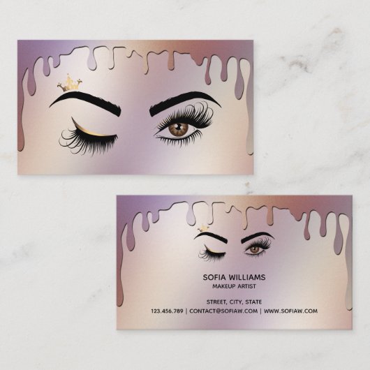 Carte De Visite Creuse or Holographique maquillage peintre Wink Ey (Devant / Derrière)