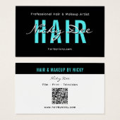Carte de visite Crew Talent Block Text | Code QR (Devant & derrière)