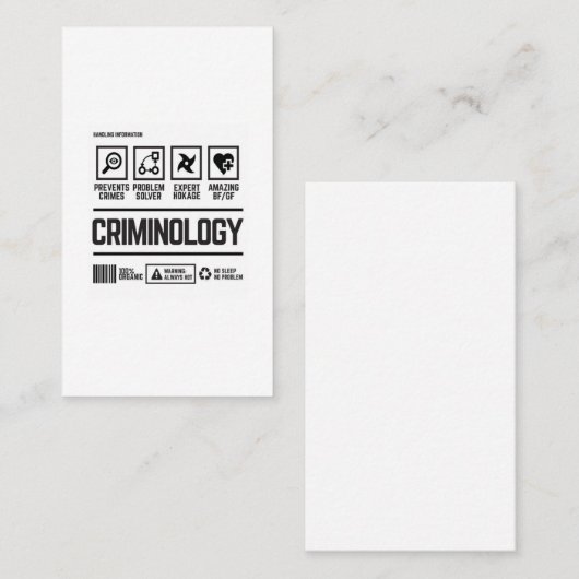 Carte De Visite criminologue (Devant / Derrière)