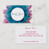 Carte De Visite Crimson dans l'aquarelle bleu océan (Devant / Derrière)