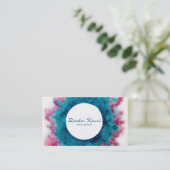 Carte De Visite Crimson dans l'aquarelle bleu océan (Debout devant)