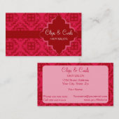 Carte De Visite Crimson Rouge Arabesque Marocain Graphique (Devant / Derrière)