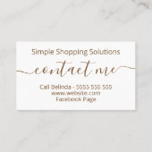 Carte De Visite Crisp White & Boho Floral Antler Personal Shopper (Dos)