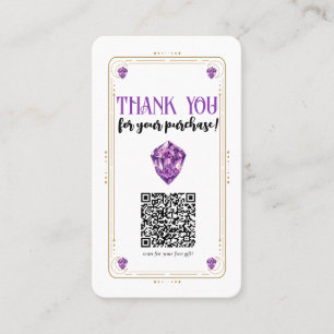 Carte De Visite Cristal d'Améthyste Violet Code QR Réseaux Sociaux